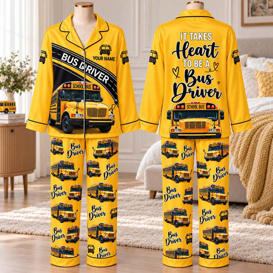 Personalized School Bus Driver Satin Pajama Set UKHM6201008