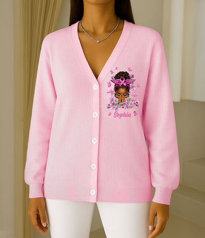 Custom Breast Cancer Knitted Cardigan UKTO5081004
