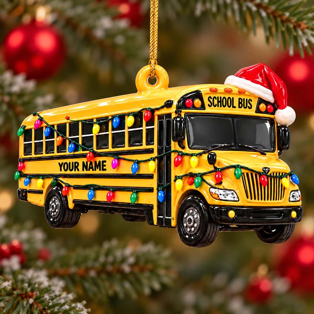 Personalized School Bus 3D Relief Acrylic Ornament, 3D Ornament Gift for School Bus Drive UKHM6211005