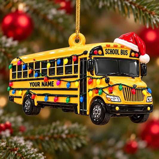 Personalized School Bus 3D Relief Acrylic Ornament, 3D Ornament Gift for School Bus Drive UKHM6211005