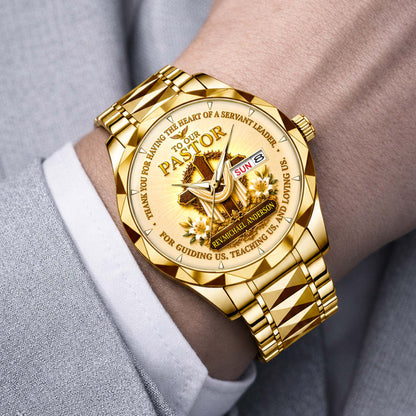 Personalized Pastor Watch Gift for Men, Christian Cross Watch, Appreciation Gift for Pastor QFHA6300702