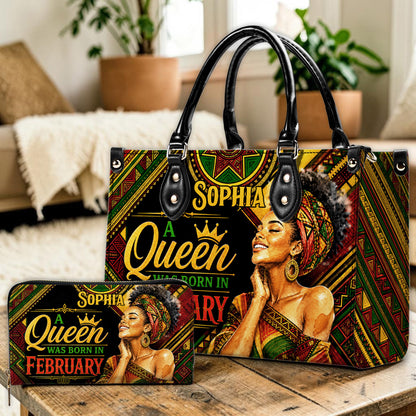 Personalized Birthday Black Women Leather Handbag UKNT6180604