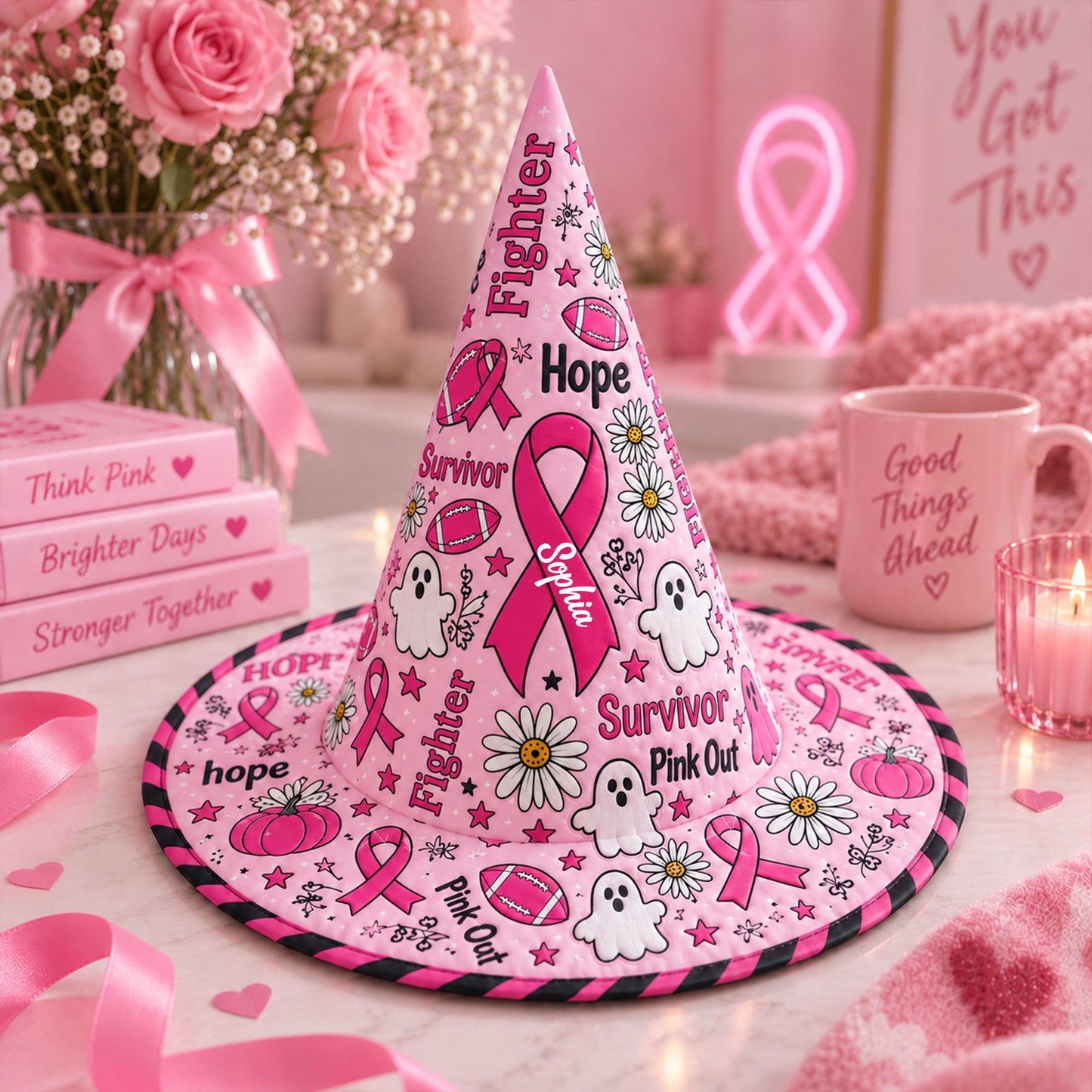 Personalized Breast Cancer Witch Hat UKND6040912