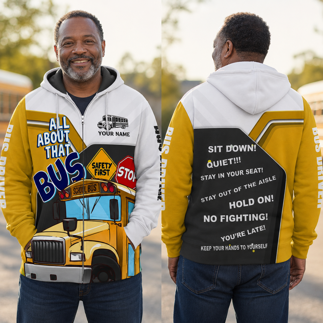 Custom School Bus Driver Shirts All About That Bus Zipper Hoodie NPHM5120902