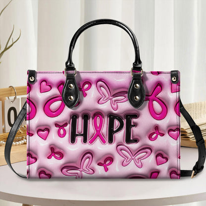 Breast Cancer Leather Handbag With Handle For Women, Breast Cancer Awareness, Breast Cancer Survivor Bags, Pink Ribbon QFNT4200603