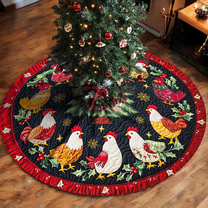 Roosters Christmas Tree Skirt, Chicken Tree Skirt UKTD5271004