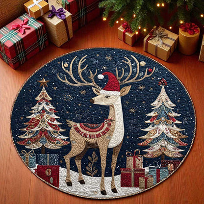 Reindeer Christmas Round 3D Printed Rug UKPY5031001