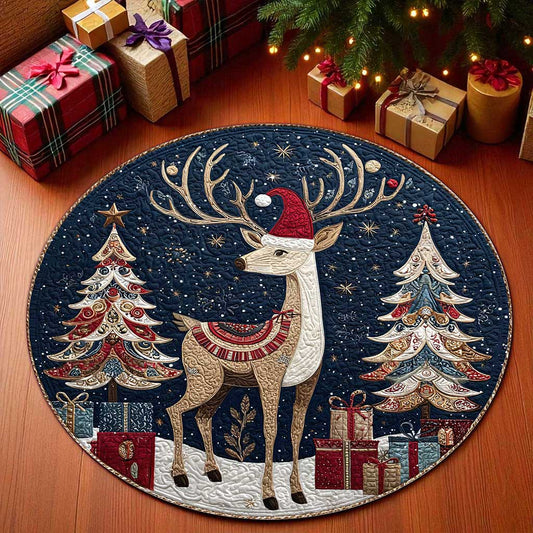 Reindeer Christmas Round 3D Printed Rug UKPY5031001
