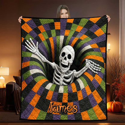 Custom Skeleton Halloween Quilted Blanket UKND5011003
