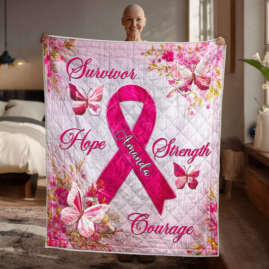 Personalized Breast Cancer Quilt Blanket QFNT5080803