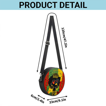 Custom Name Afro Girl PU Leather Round Crossbody Bags THUU6020302