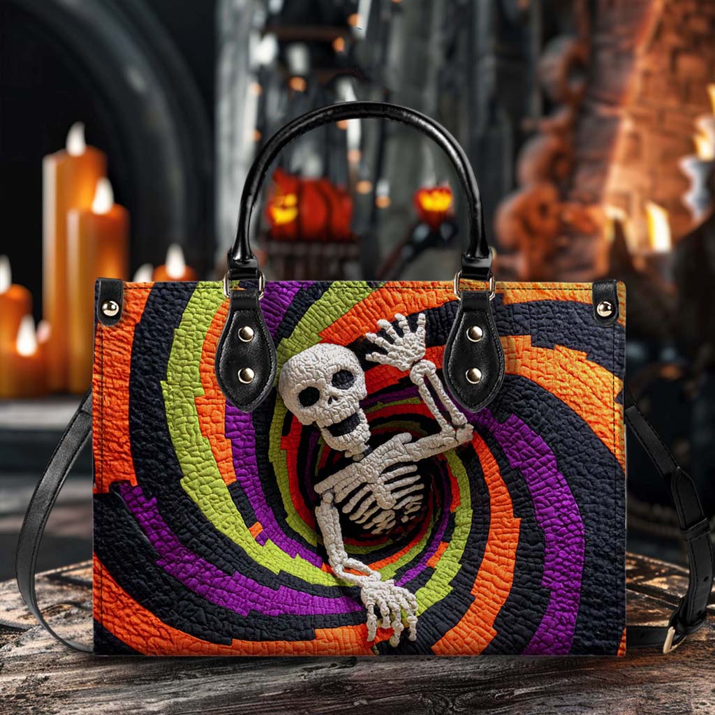Personalized 3D Effect Printed Ghost Halloween Pu Leather Handbag QFHM5230907