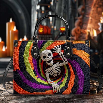 Personalized 3D Effect Printed Ghost Halloween Pu Leather Handbag QFHM5230907