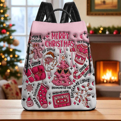 Christmas Vibes FAUX 3D INFLATED PU Leather Backpack QFTO5141002