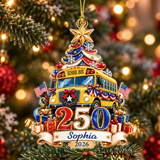 Personalized School Bus Driver 250th United States Ornament UKTD6100902