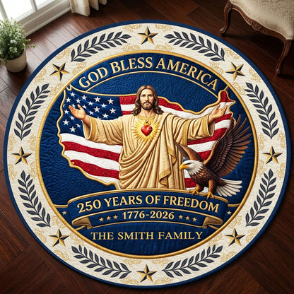 Personalized United State 250th Anniversary Quilt Round Mat UKND6140402