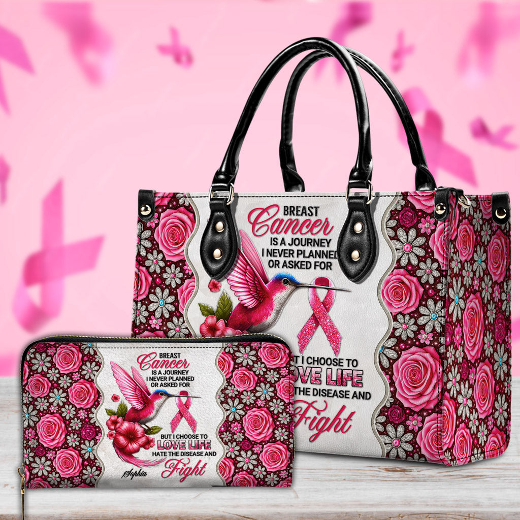 Custom Breast Cancer Awareness Leather PU Handbag UKNT5050909
