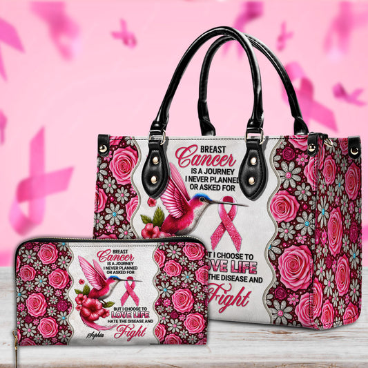 Custom Breast Cancer Awareness Leather PU Handbag UKNT5050909