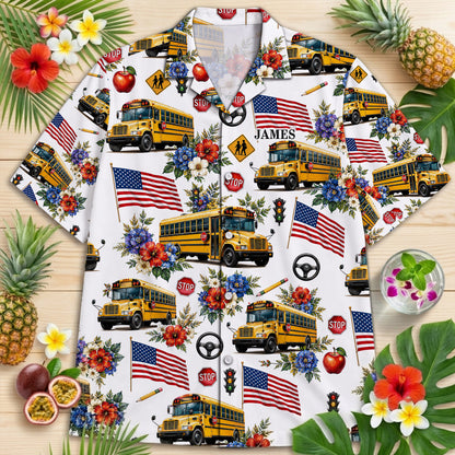 Personalized School Bus 250th Hawaiian Shirt NPND6260601
