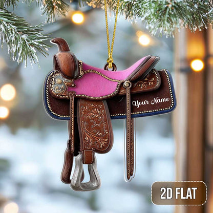 Custom Horse Saddle Christmas Ornament, Personalized Flat Ornament for Cowboy Cowgirl, Horse Racing Ornament, Cowboy Christmas Ornaments THTD5170903