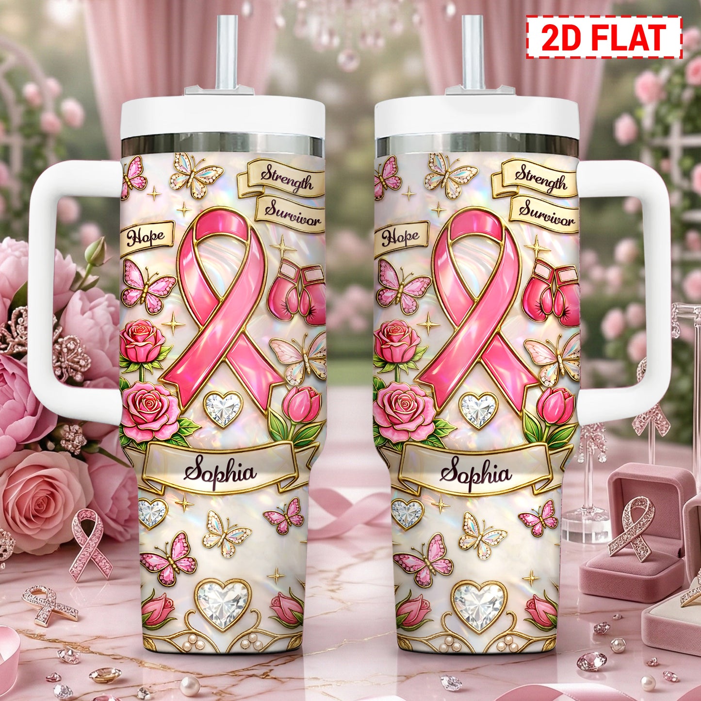 Personalized Breast Cancer Awareness 40 Oz Tumbler UKNT6070401