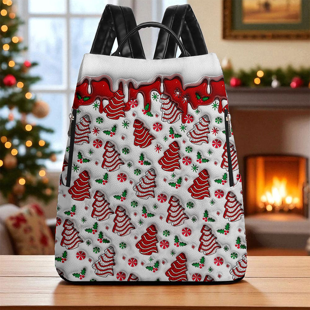 Christmas Vibes FAUX 3D INFLATED PU Leather Backpack QFTO5141001
