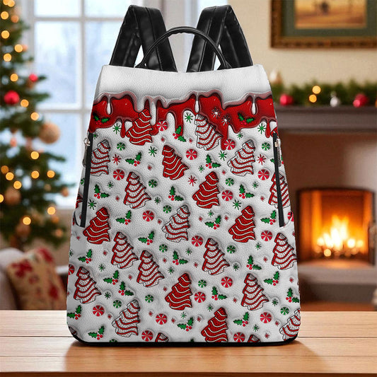 Christmas Vibes FAUX 3D INFLATED PU Leather Backpack QFTO5141001
