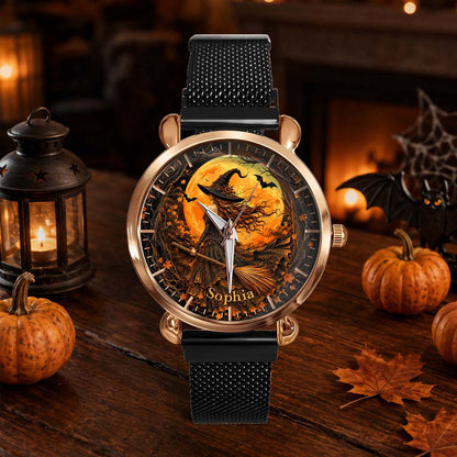 Custom Witch Black Cat Halloween  Watch For Woman UKHM6140802