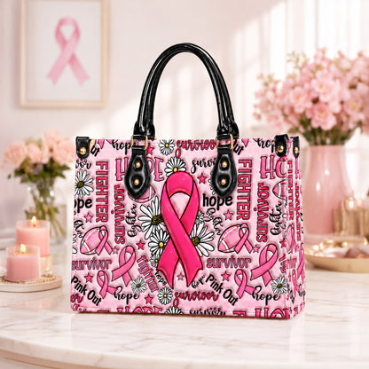 Breast Cancer Awareness Leather Handbag With Handle QFNT4200602
