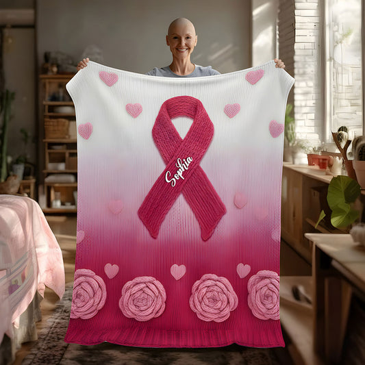 Personalized Breast Cancer Fleece Blanket QFTD5081003
