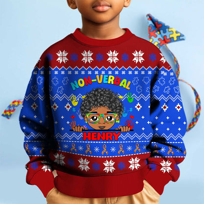 Personalized Christmas Christmas Sweater For Autism Kids, Holiday Special Needs Gift, Christmas Gift For Autistic Children, Xmas Gift For Autistic Girls, Autistic Boys QFTO4121002