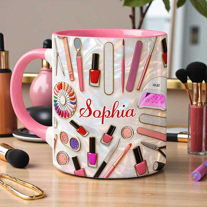 Custom Nail Artist Faux Stained Glass Ceramic Mug THUU6210103