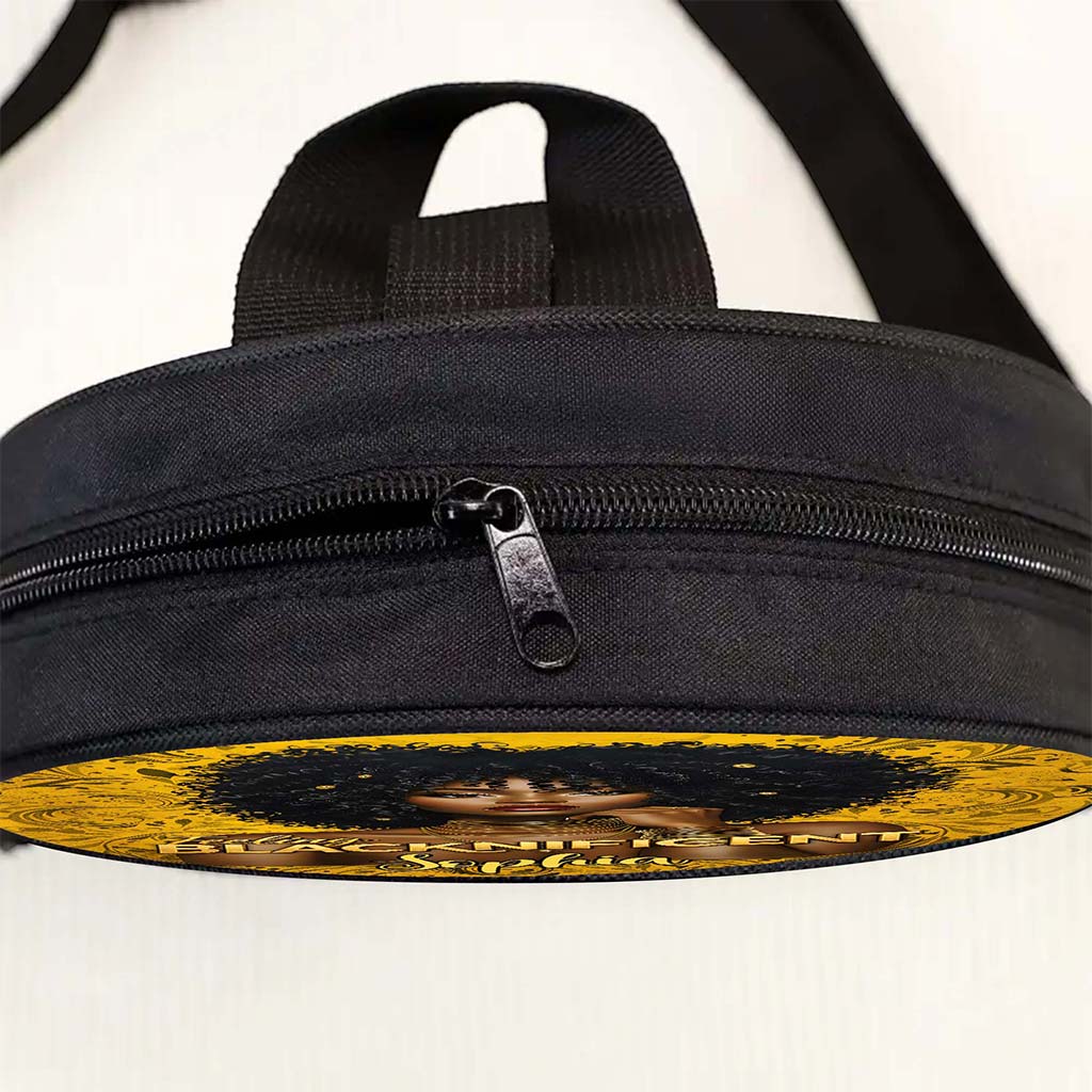 Custom Black Women Leather Round Crossbody Bags THUU6040301