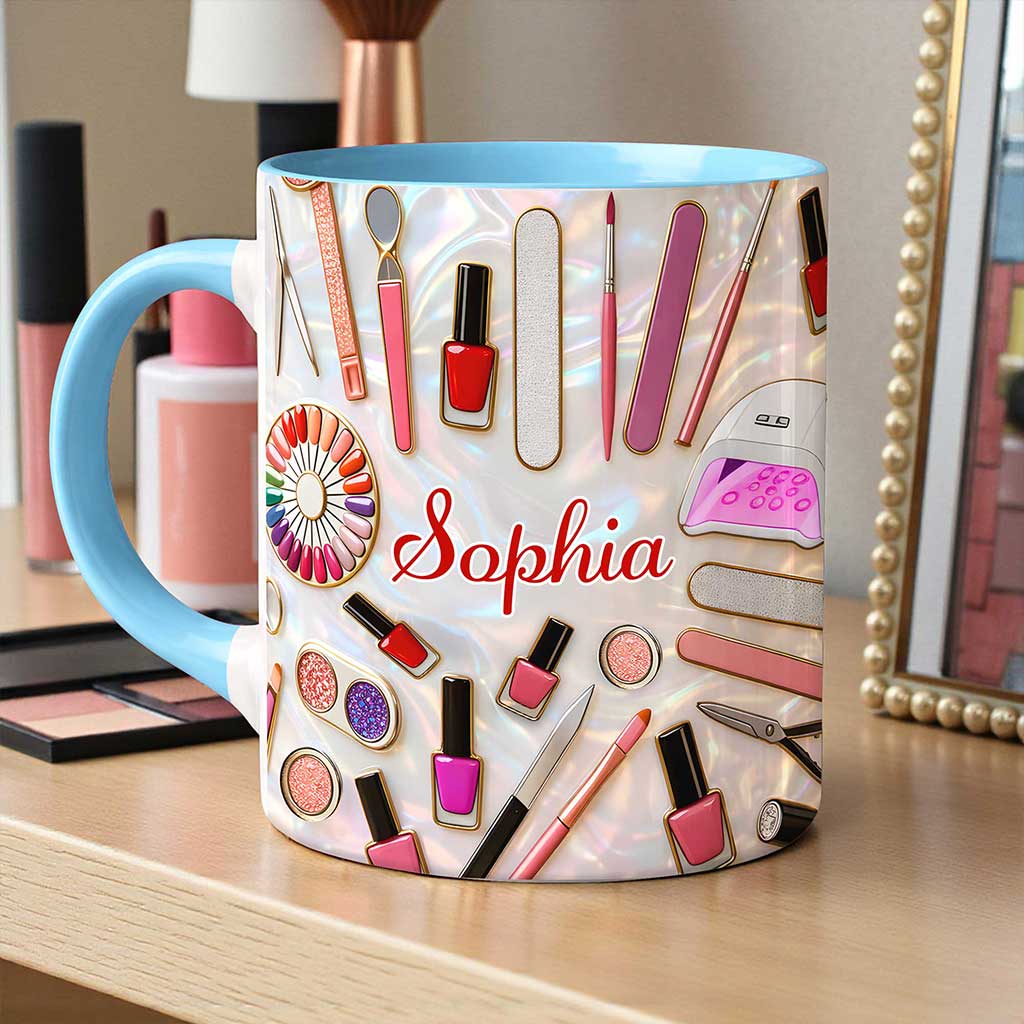 Custom Nail Artist Faux Stained Glass Ceramic Mug THUU6210103