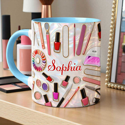 Custom Nail Artist Faux Stained Glass Ceramic Mug THUU6210103