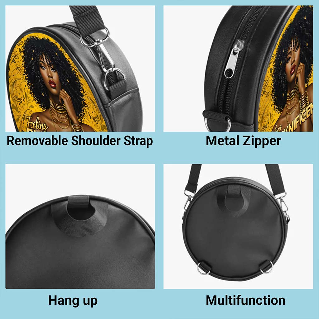 Custom Black Women Leather Round Crossbody Bags THUU6040301