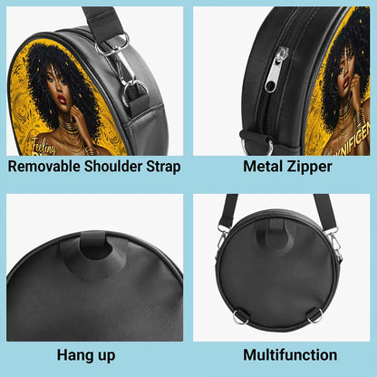 Custom Black Women Leather Round Crossbody Bags THUU6040301