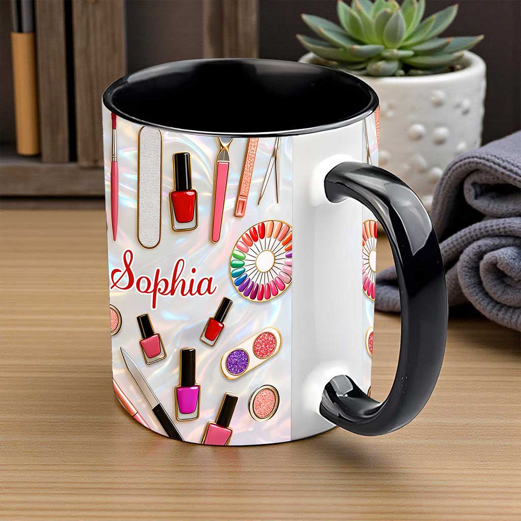 Custom Nail Artist Faux Stained Glass Ceramic Mug THUU6210103