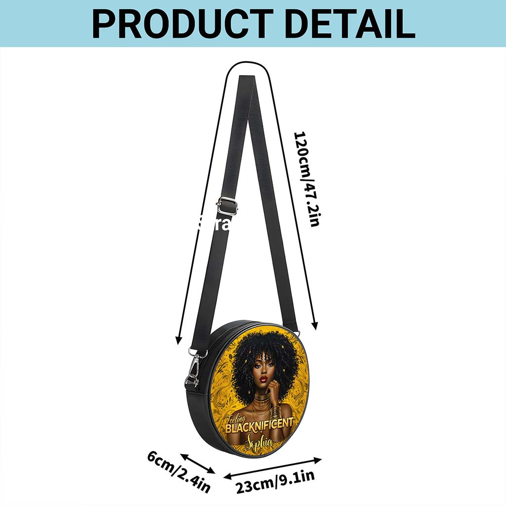 Custom Black Women Leather Round Crossbody Bags THUU6040301
