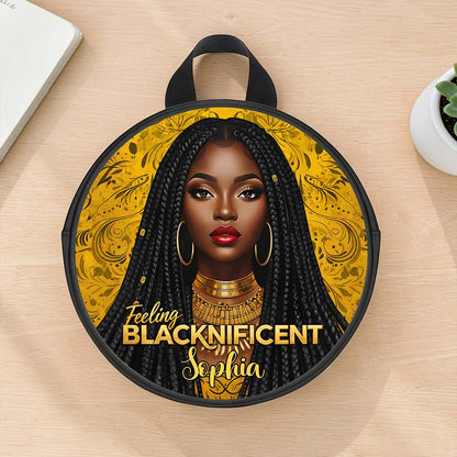 Custom Black Women Leather Round Crossbody Bags THUU6040301