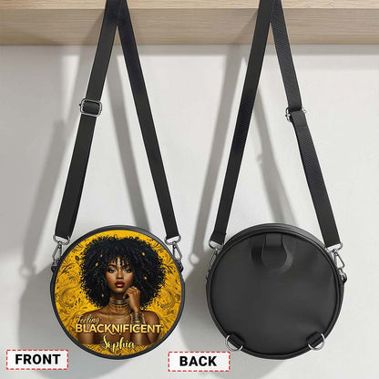 Custom Black Women Leather Round Crossbody Bags THUU6040301