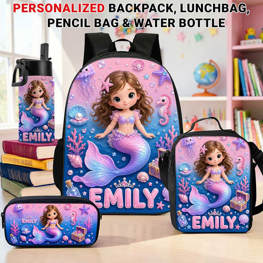 Personalized Photo Mermaid Kid Back To School, Backpack For Kids UKUU6170601