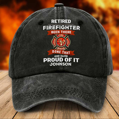 Personalized Firefighter Distressed Washed Cotton Printed Hat UKTZ5180403