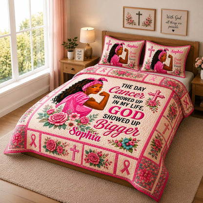 Personalized Breast Cancer Awareness Quilted Bedding Set UKHA6070801