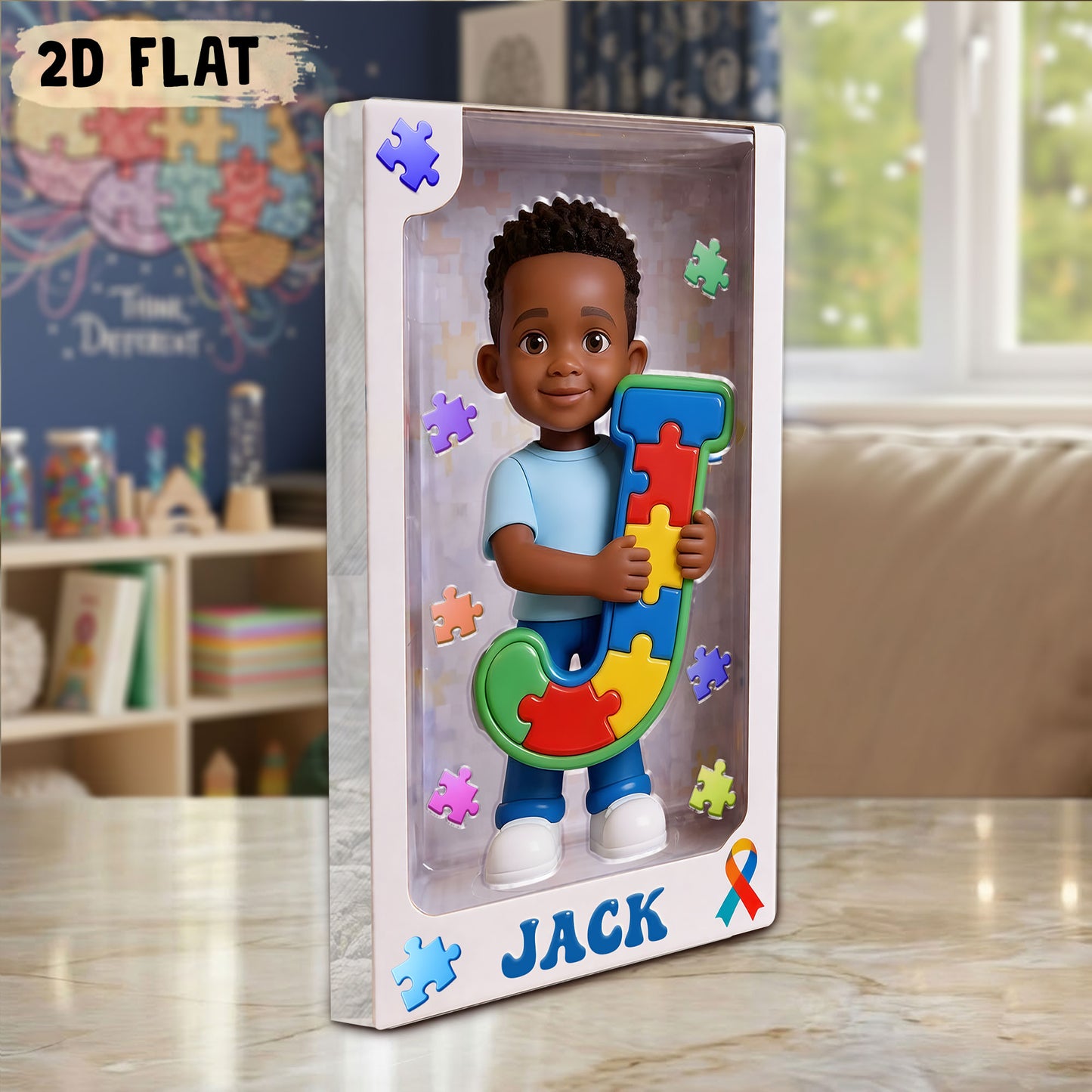 Custom Autism Figure Box Acrylic Block THHH6250301