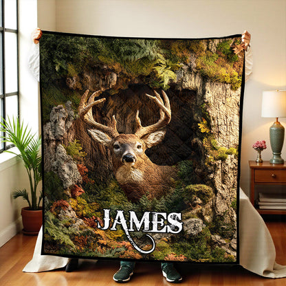 Deer Hunting Quilted Blanket QFNT5281003