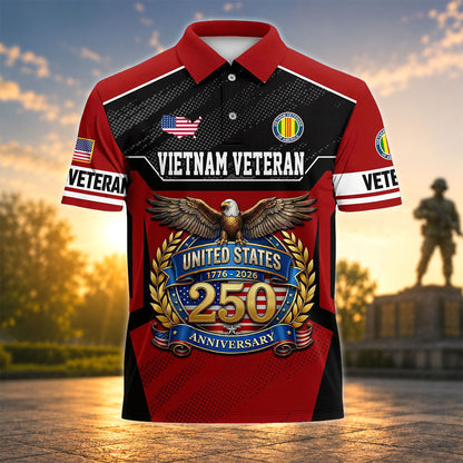 Vietnam Veteran United States 250th Anniversary Polo Shirt, Gifts for U.S Veterans UKHA6220602
