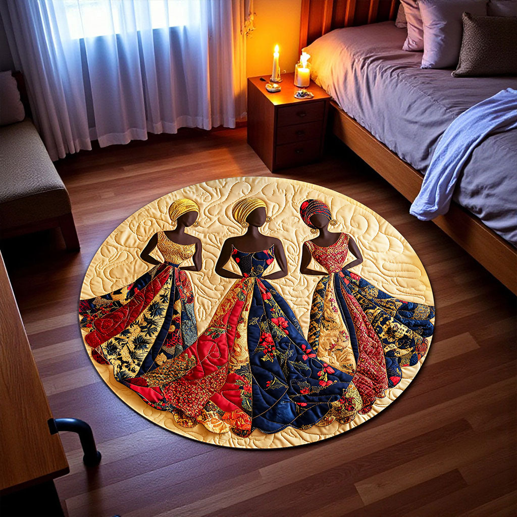 African Black Women Round Mat UKNT5241005