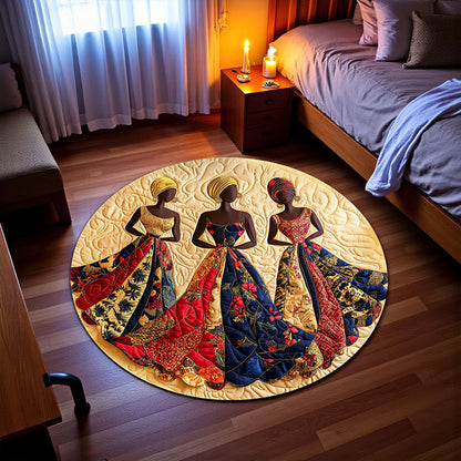 African Black Women Round Mat UKNT5241005