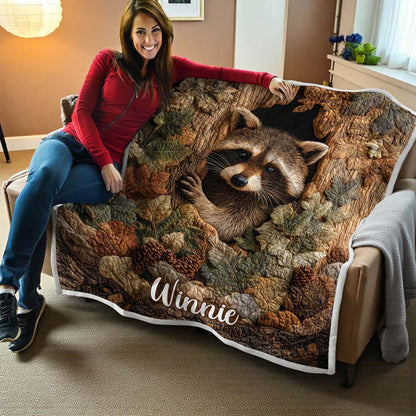 Personalized Raccoon Quilted Blanket QFHM5221004